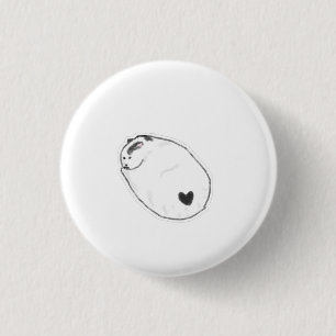 Moeie Mochi Kat Met Hartvlek Handgetekende Kunst Ronde Button 3,2 Cm