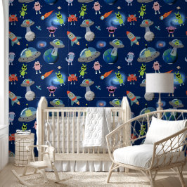 Moeie moderne buitenaardse monsters ruimte kindere behang