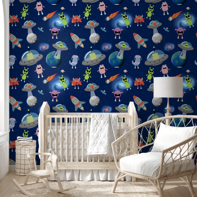Moeie moderne buitenaardse monsters ruimte kindere behang (Kinderen)