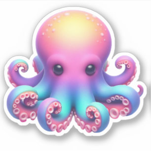 Moeie Octopus op maat gesneden vinylstickers Sticker