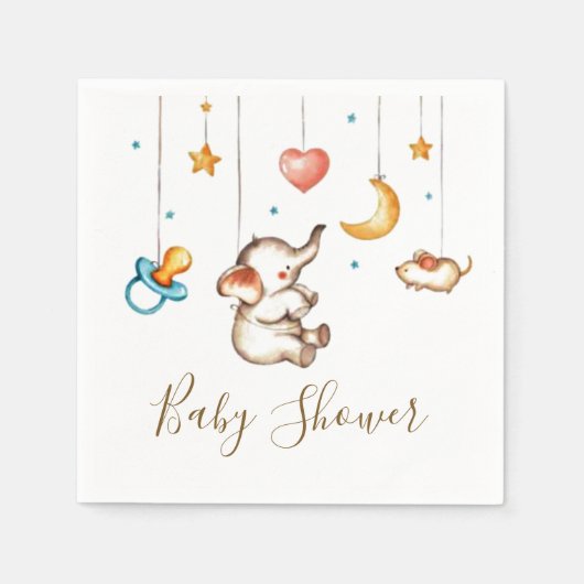 Moeie olifant baby shower servetten (Voorkant)