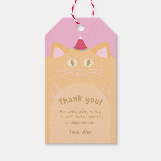 Moeie Oranje Kat Vertical Favor Labels Cadeaulabel (Voorkant)
