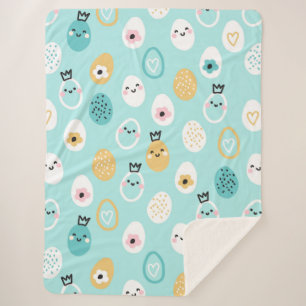 Moeie Paaseieren Patroon Kawaii Pastel Eieren Sherpa Deken