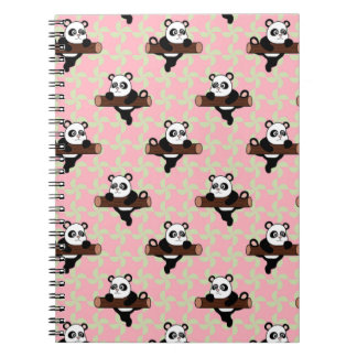 Moeie Panda Patroon op Roze – Kawaii Naadloos  Notitieboek
