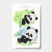 Moeie panda's aangepaste tekst badges (Achterkant)