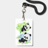 Moeie panda's aangepaste tekst badges (Achterkant met lanyard)