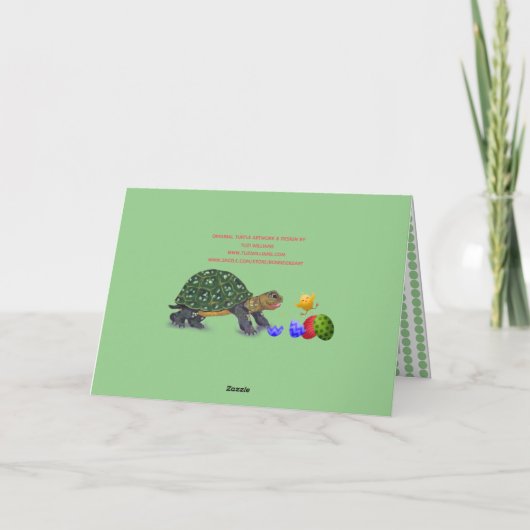 Moeie Pasen Schildpad Groen Kind Kinderen Aangepas Feestdagen Kaart (Achterkant)