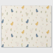 Moeie pastel blauw gele kuikens cadeaupapier (Vlak)