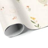 Moeie pastel blauw gele kuikens cadeaupapier (Rol Hoek)
