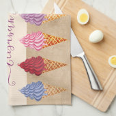 Moeie Pastel Waterverf Ijsje Funny Aangepaste Naam Theedoek (Quarter Fold)