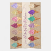 Moeie Pastel Waterverf Ijsje Funny Aangepaste Naam Theedoek (Verticaal)