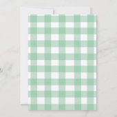 Moeie pastelgroene geruite babyshower bedankkaart (Achterkant)