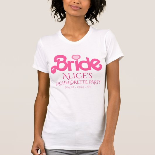 Moeie persoonlijk gemaakte roze bruid-to-be t-shirt (Voorkant)