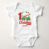 Moeie Persoonlijke Baby's Eerste Kerstmis Trein Sn Romper (Voorkant)
