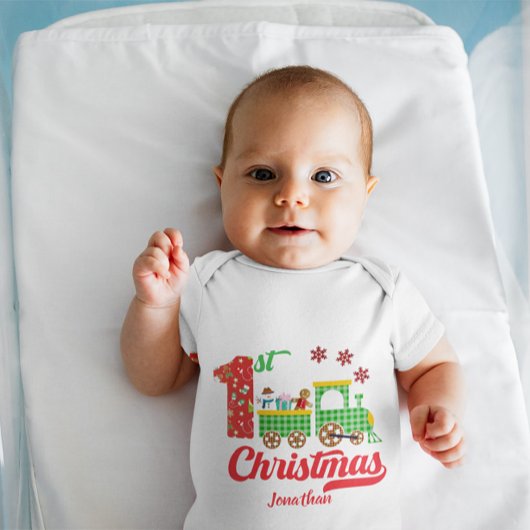Moeie Persoonlijke Baby's Eerste Kerstmis Trein Sn Romper