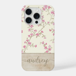 Moeie Persoonlijke Houten Bloem Schrifttype Monogr iPhone 15 Pro Case