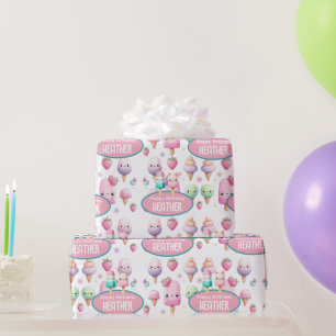 Moeie Persoonlijke IJslolly Zomer Verjaardag Meisj Cadeaupapier