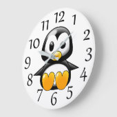 Moeie Pinguïn op Witte Wandklok (Hoek)