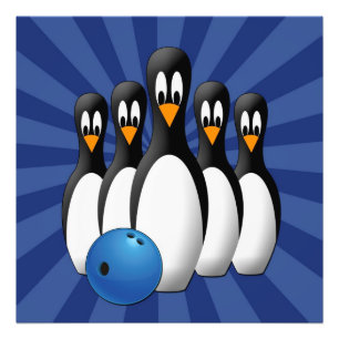 Moeie Pinguïns Bowling Kegel 24x24 Print Foto Afdruk