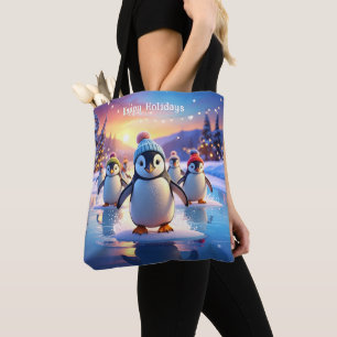 Moeie Pinguïns in Wintermutsen Tote Tas