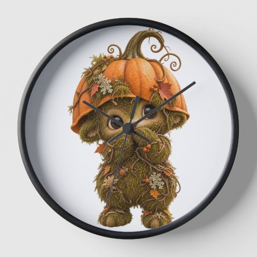 Moeie Pompoen Boswezen Muurklok – Herfst (Voorkant)