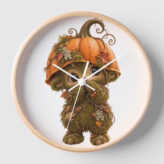 Moeie Pompoen Boswezen Muurklok – Herfst (Voorkant)