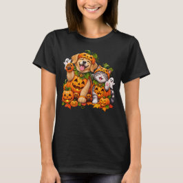 Moeie Pompoen Pals Hond Kat Halloween  T-shirt