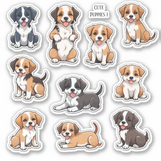 Moeie Puppies Scrapbook Briefpapier Stickers (Voorkant)