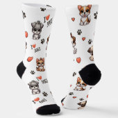 Moeie Puppy Ik Hou Van Honden Patroon Crew Sokken (Gebogen)