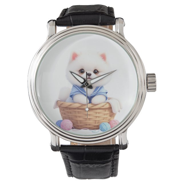 Moeie Puppy in Mand eWatch Horloge (Voorkant)