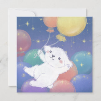 Moeie puppy met ballonnen en sterren kaart
