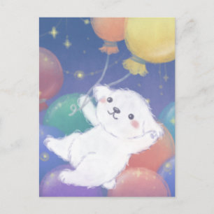 Moeie Puppy met Ballonnen & Sterren Briefkaart