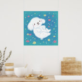 Moeie Puppy met Bloemen Poster (Keuken)