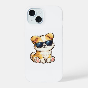 Moeie Puppy met Zonnebril Kawaii Design iPhone 15 Case
