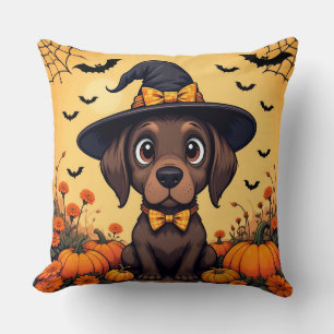 Moeie puppy verkleed als heks voor Halloween Kussen