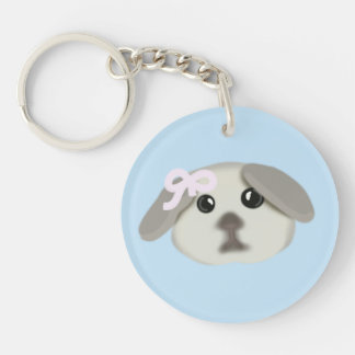 Moeie puppyhond met roze lintje sleutelhanger