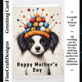 Moeie Puppypup, Breiend Hoed CY1 Aangepaste Moeder Kaart