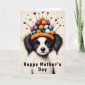 Moeie Puppypup, Breiend Hoed CY1 Aangepaste Moeder Kaart (Voorkant)