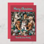 Moeie puppy's en kitten met Kerstmis Feestdagenkaart (Voorkant / Achterkant)