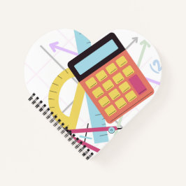Moeie rekenmachine en schoolspullen illustratie notitieboek