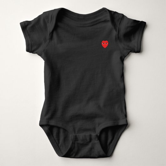 Moeie rode hart met ogen baby romper (Voorkant)
