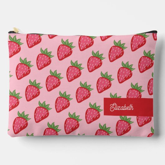 Moeie rode roze aardbei gethematiseerde gepersonal etui (Voorkant)