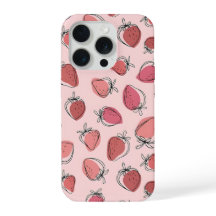 Moeie Roze Aardbeiendessin Hoesje voor Telefoon