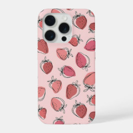 Moeie Roze Aardbeiendessin Hoesje voor Telefoon iPhone 15 Pro Case