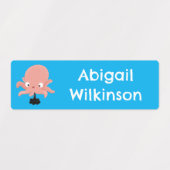 Moeie roze baby octopus cartoon gepersonaliseerd labels (Design 1)