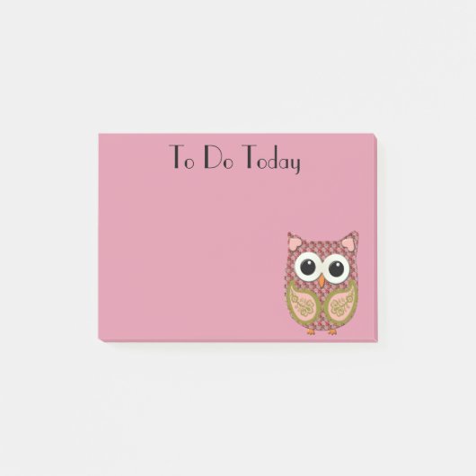 Moeie Roze Bloemige Uil Post-it Briefjes Post-it® Notes (Voorkant)