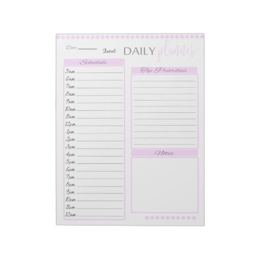 Moeie Roze Dagelijkse Planner Aangepaste Notitiebl Notitieblok (Linkerzijde)