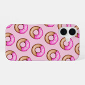 Moeie roze donuts met glazuur en spikkelspatroon  iPhone 16 hoesje (Achterkant horizontaal)