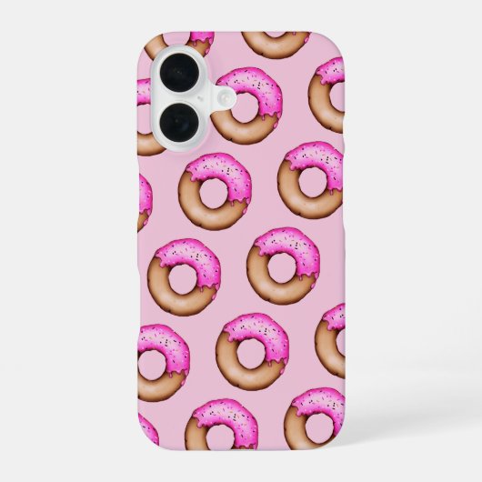 Moeie roze donuts met glazuur en spikkelspatroon  iPhone 16 hoesje (Achterkant)