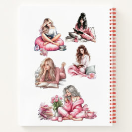 Moeie Roze Gezellige Leesmeisjes Spiraal Notebook Notitieboek